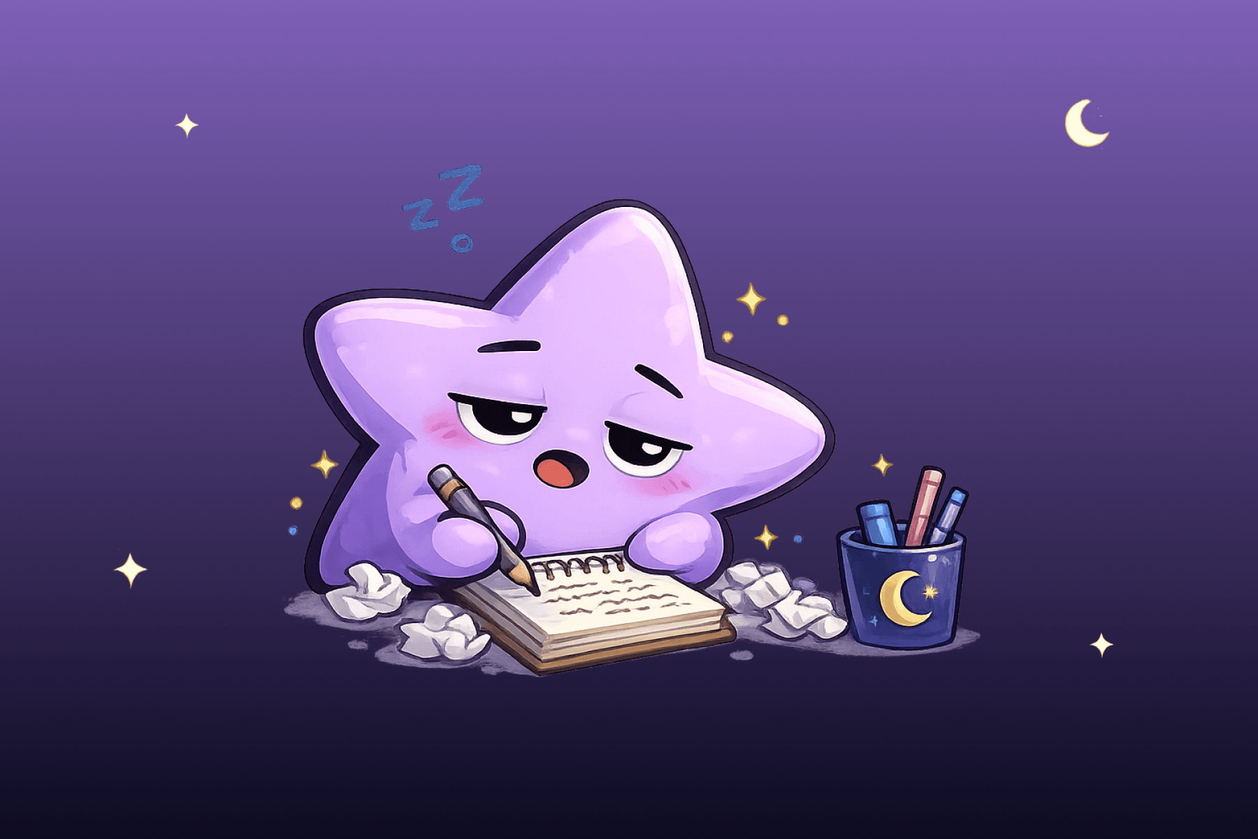 Lumi writing brain dump in the book before bed